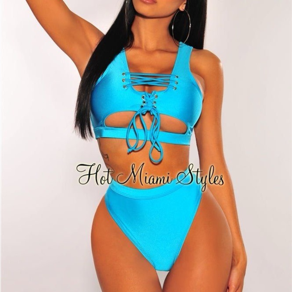 Hot Miami Styles blue two piece bathing suit size L